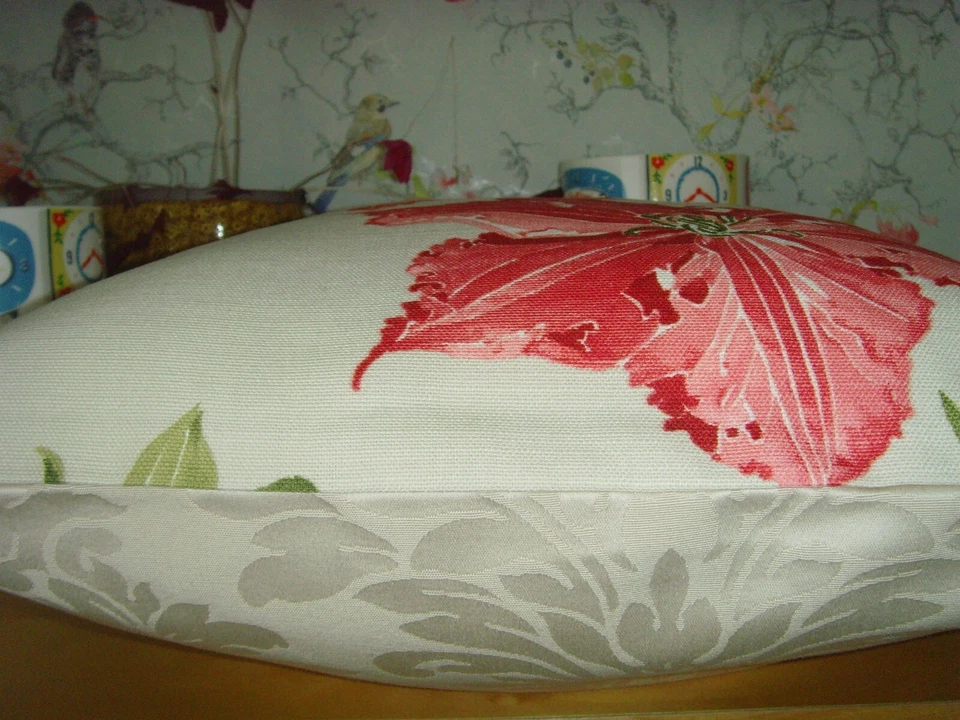 MADE IN HARLEQUIN NERINA PRINT  CUSHION COVER FOR 16in PAD CREAM AND PINK - Image 2 of 2