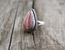 Pink Rhodochrosite Gemstone 925 Sterling Silver Handmade Ring All Size tr-05