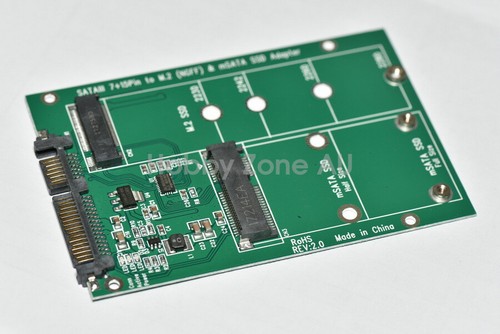 mSATA SSD or M.2 NGFF B/B+M KEY SSD to SATA III 7+15 Pin Adapter Converter Card - Picture 2 of 7