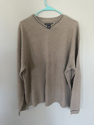 Structure V Neck Sweater - L - Vintage Y2K Heavy Cuffs Made In USA - Woven
