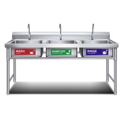 9-Pack Wash Rinse Sanitize Sink Labels - Waterproof Vinyl Stickers For 3-Compartment Sinks, Commercial Kitchens, Restaurants - View #7