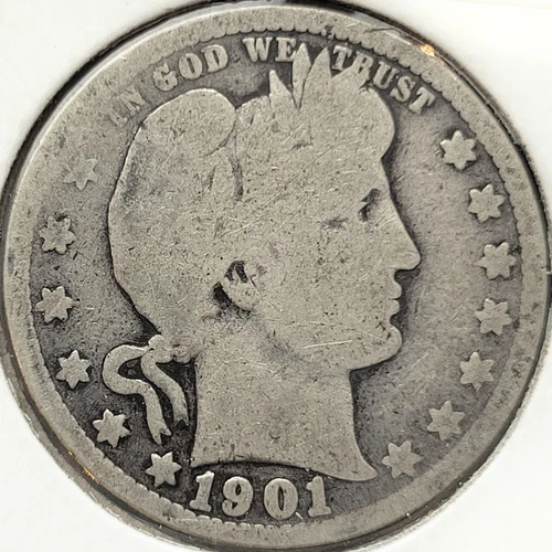 1901-P Barber Silver Quarter 25c AG Condition * Original Surfaces * 1901P