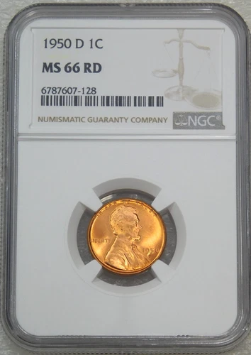 1950-D Lincoln Cent NGC MS66RD Bright Red Superb Luster PQ Just Graded #F57Z