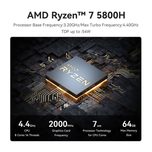 Beelink SER5 MAX AMD Ryzen 7 5800H Mini PC Windows 11 16G 500G WiFi6 4K Computer - 第 7/21 張圖片