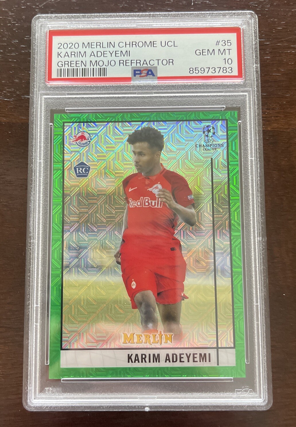 2020 Topps Merlin Chrome UCL Karim Adeyemi Green Mojo Refractor /99 PSA 10