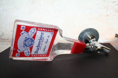VTG BUDWEISER 9 Inch LUCITE ACRYLIC PULL KNOB BEER TAP HANDLE Notice Chip!