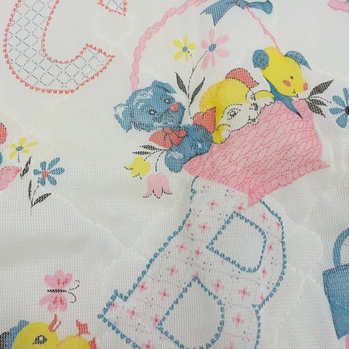 Trapunta culla vintage mai usata coperta bambino anni 70 alfabeto gattino anatra cucciolo 45”x33” - Foto 2 di 8