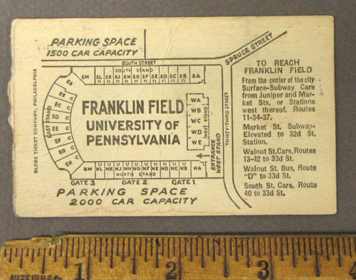 1938 COLUMBIA at PENNSYLVANIA football ticket - Foto 3 di 4
