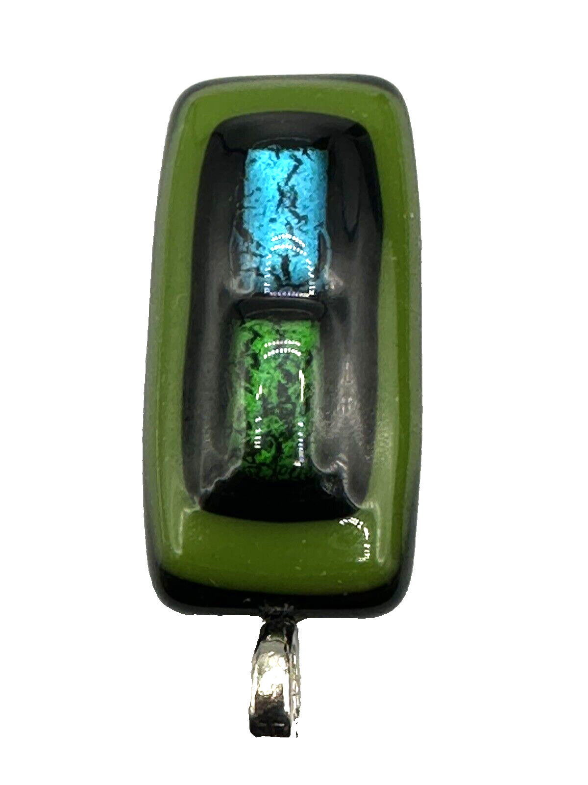 Vintage Rectangular Lucite Pendant Turquoise/Blac… - image 2