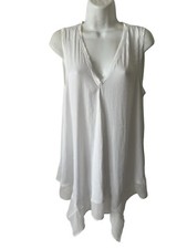 Simply Vera Vera Wang white sleeveless layered flounce ruffle Large tunic top