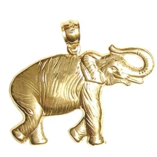 New 14k Yellow Gold Elephant Pendant