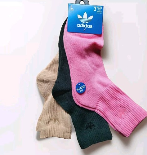ADIDAS Originals 3-pair Quarter socks 3pk Wicking Ankle socks Size L 10-12 Multi - Picture 2 of 11