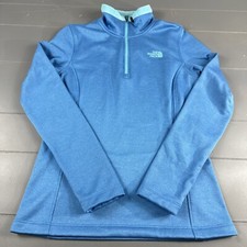 The North Face Women's Jacket Active Fit Rosette 1/4 Zip Fleece Heather Blue