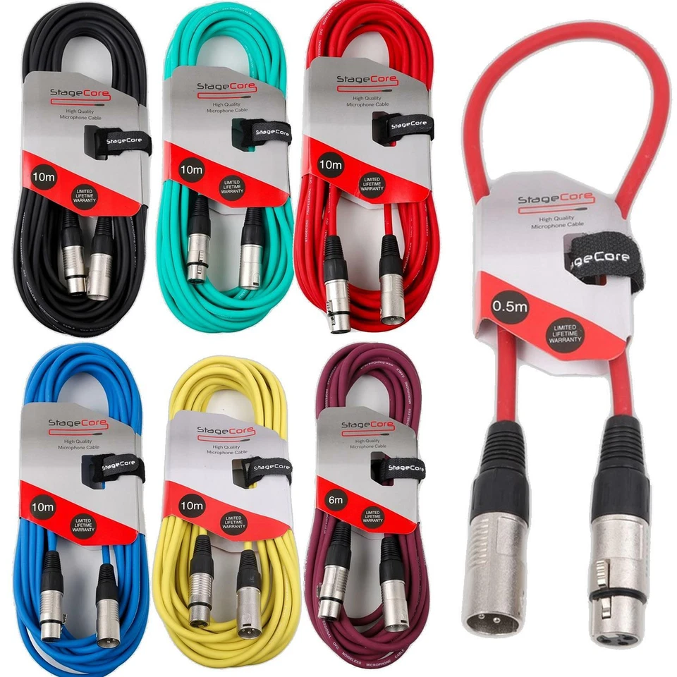 Male to Female XLR Mic Lead / Balanced Microphone / Mic Patch Cable / 6 Colours