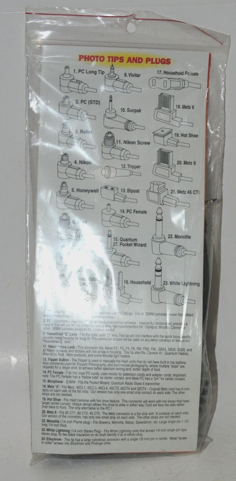 Paramount  Sync Cord CAT# V5-4C Vivitar to Nikon Screwlock NEW OLD STOCK - Image 2 of 4