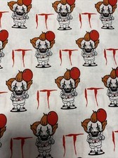 IT Pennywise Cotton Fabric Fat Q Stephen King-Clown 18 x21 Fast Shipping Rare