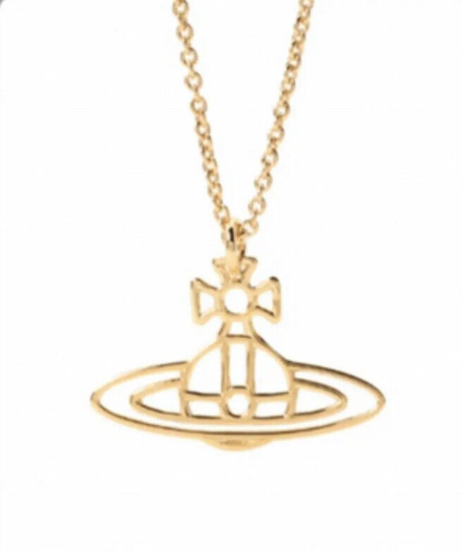 Vivienne Westwood THIN LINES FLAT Orb Necklace Gold From Vivienne Westwood THIN LINES FLAT Orb Necklace Gold From