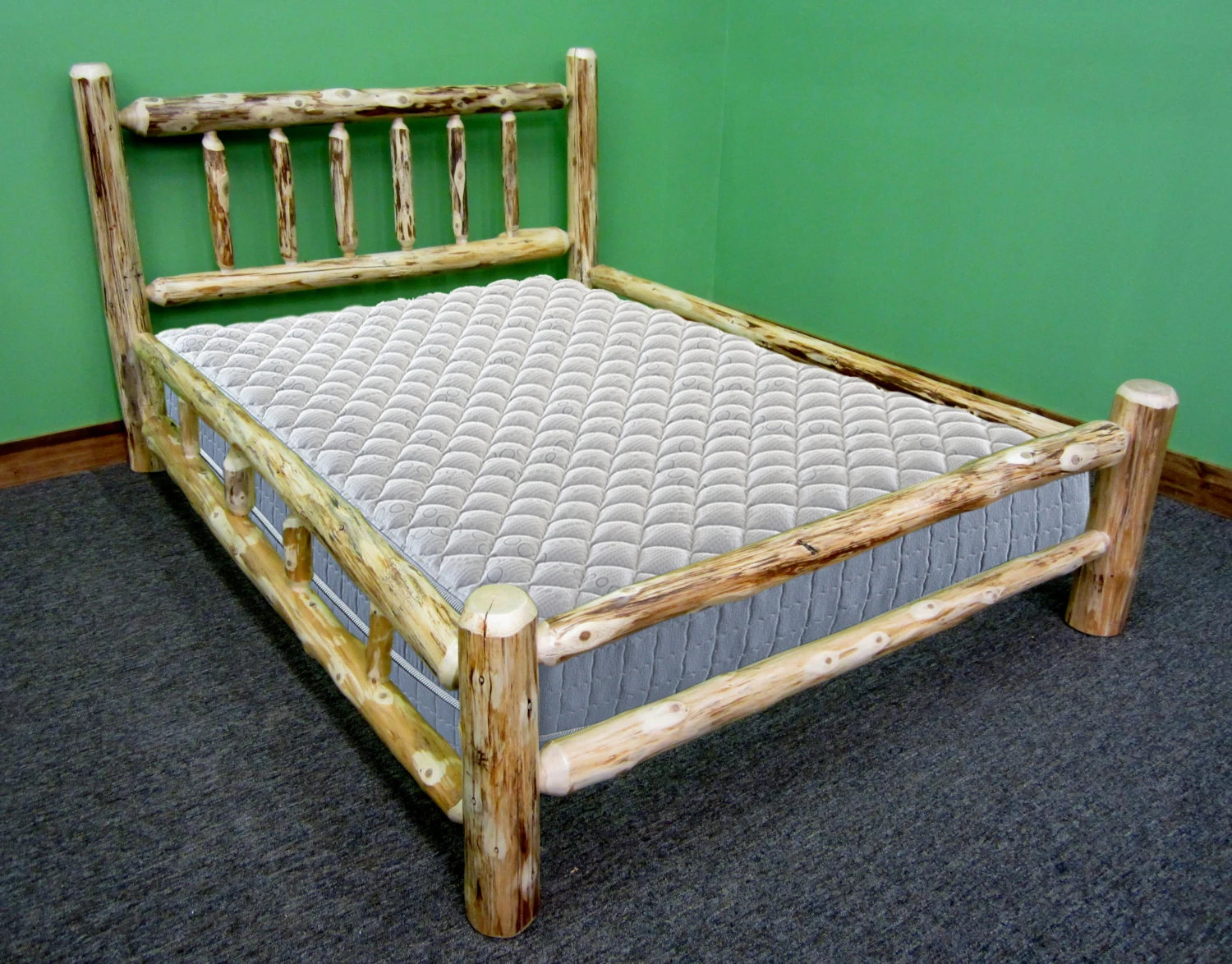 Log Bed ~ Queen ~ Northern Rustic Pine | Amish-Made in USA | Double Side Rail