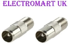 COAXIAL COAX PLUG F SCREW TYPE SOCKET ADAPTOR CONNECTOR X 2