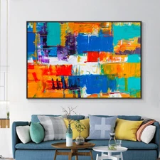 Abstract Colorful Oil Painting Hand Painted On Cotton Canvas Modern Landscape