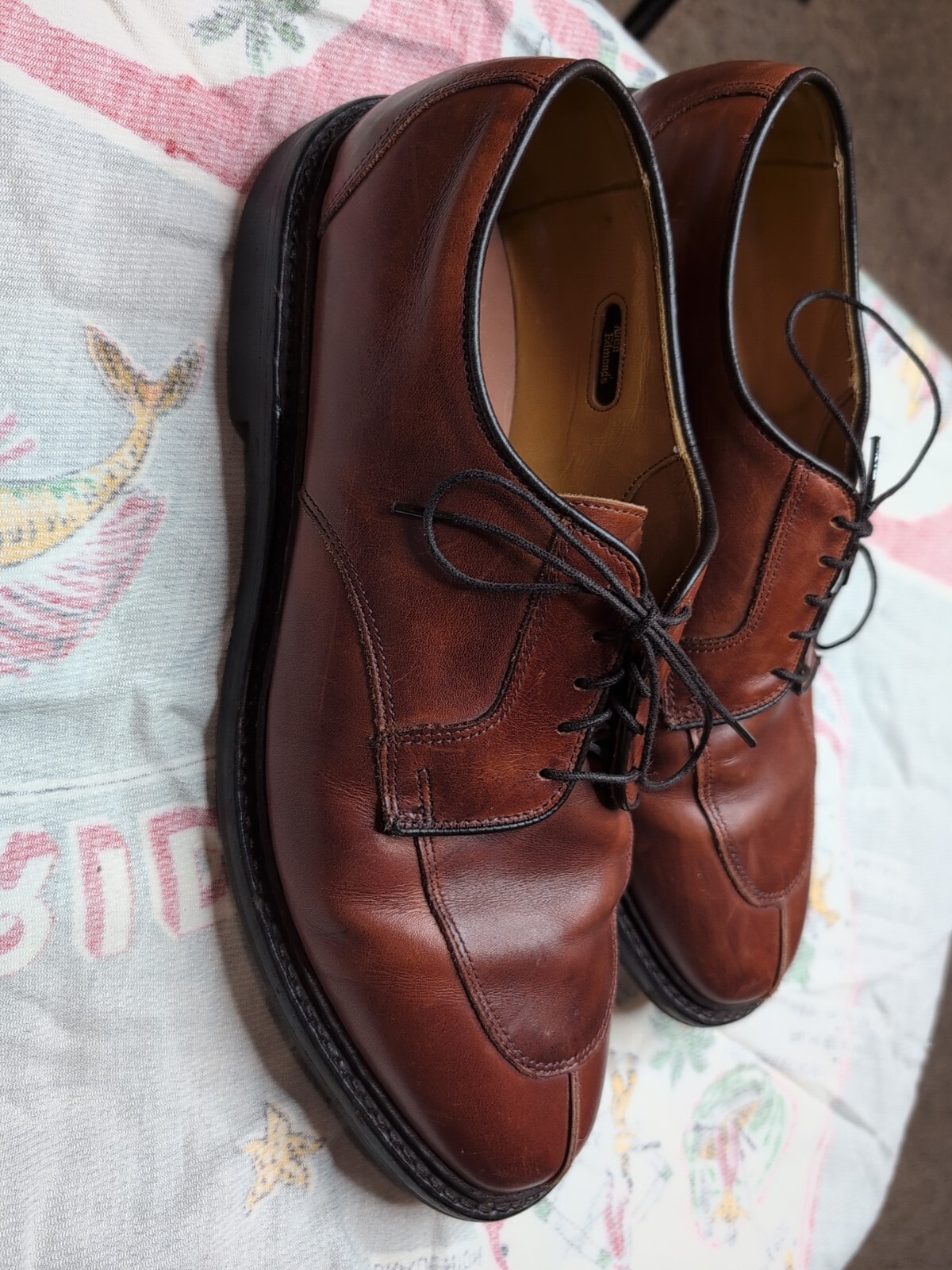 SAOLA Allen Edmonds Ashton pelle di vitello marrone punta divisa derby suola vibram uomo 10 5 C