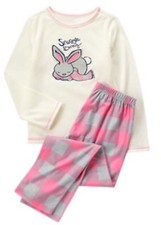 NWT Gymboree SLEEP Pink Grey Snuggle Bunny Plaid PJs Girls Emerald Party 12-18 M