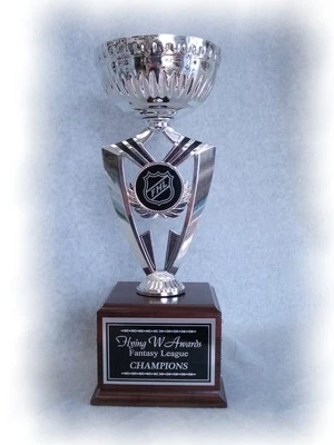 FANTASY HOCKEY TROPHY 16 YEAR PERPETUAL AWARD SILVER CUP FANTASY LOGO #
