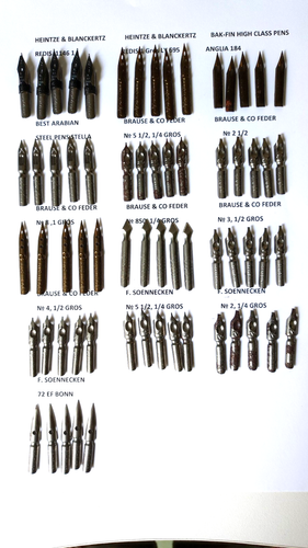 COLLECTION of 13 Different PEN NIBS 5 Pcs Each, Germany, England, Zchech., 1930s - 第 1/24 張圖片