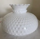 Vintage Milk Glass Hobnail Ruffled Lamp Shade 10" Fitter