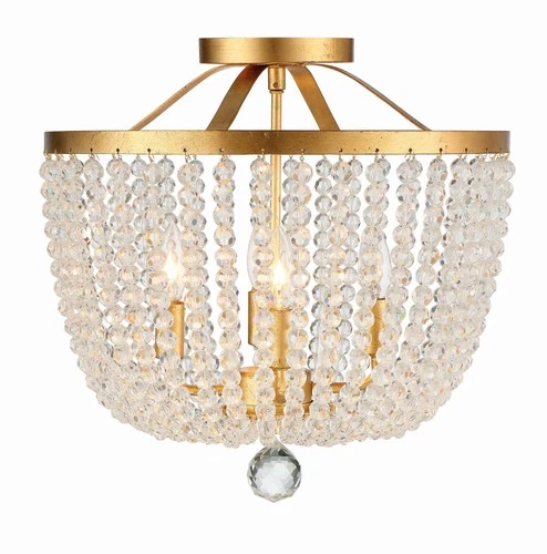 Crystorama Rylee 16 1/2"W Antique Gold Glass Ceiling Light - Picture 4 of 7