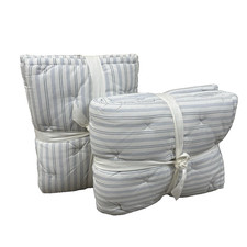 Pottery Barn Carter Stripe Quilted Pillow Shams Standard 2 Pc White Chambray NEW