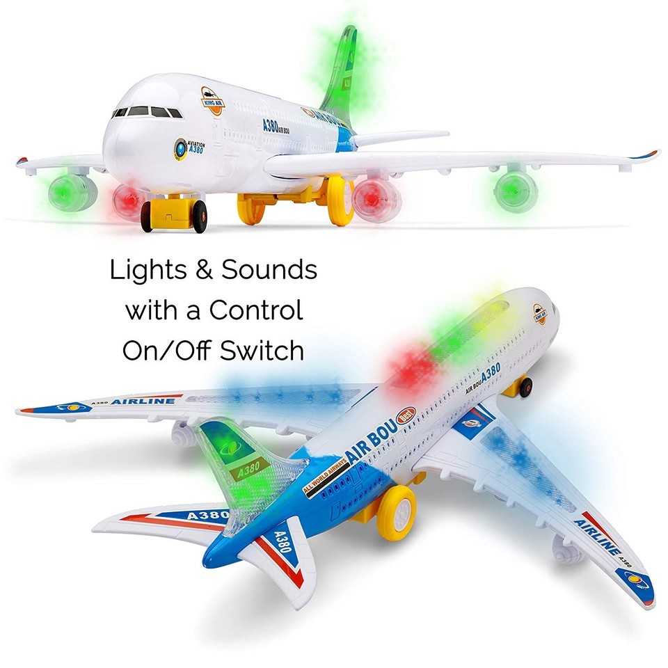 Go Generally Available Bump & Go Aeroplane Airbus A380 Electric Airplane Toy With Lights ...