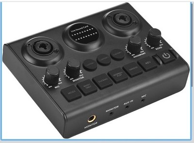  Live Broadcast Sound Card, Audio Interface Mixer for Live Streaming, Gaming