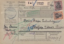 Laskowitz Jelcz Silesia postcard 1907 stamp parcel note Poland Polska 2603020