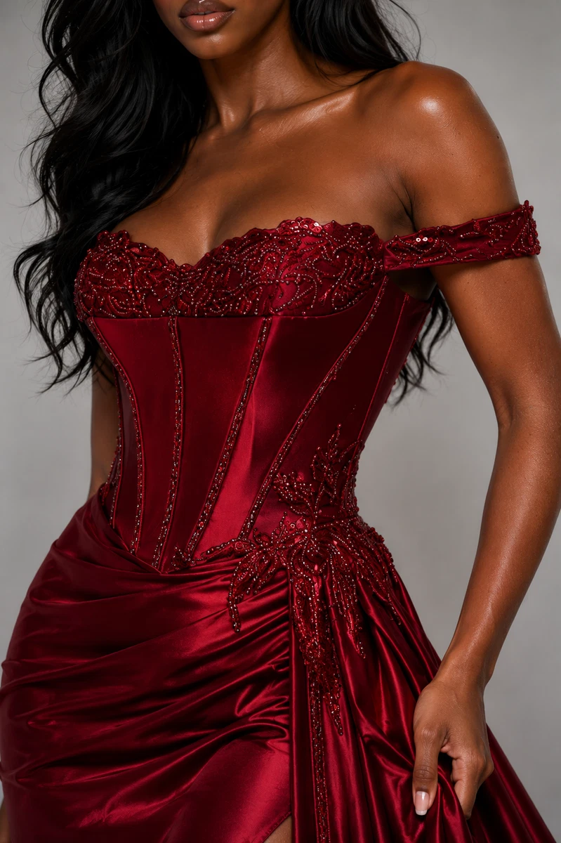 red dress 3xl Party Evening Dresses for Women Plus Size Chiffon Bell Sleeve High Split Prom Gowns Twist Ruffle Elegant Formal Dress Red, 3XL