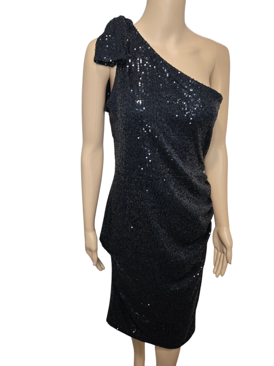 Love X Design women's large black sequin one shoulder dress mini party  cocktail | eBay