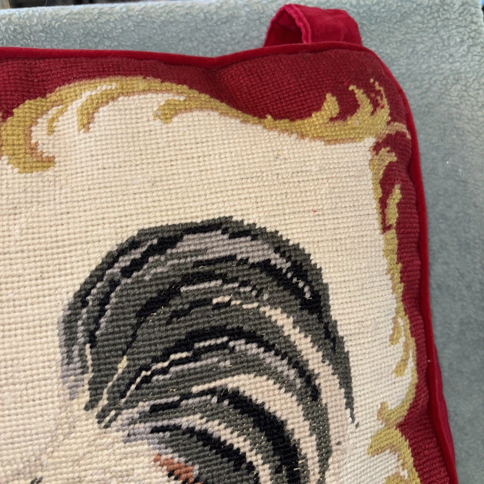 Cojín de silla de punta de aguja hecho a mano cojín de asiento de gallo 16” X 16” con lazos LOC MM Foto 4 de 4