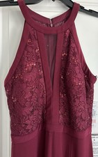 NWT Macy Merlot Red Lace Sequin Formal Dress Evening Prom Wedding 10 Slit