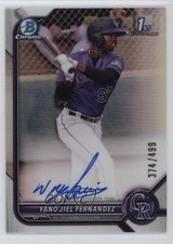 2022 Bowman Chrome Prospect Refractor /499 Yanquiel Fernandez #CPA-YFZ Auto 2wr