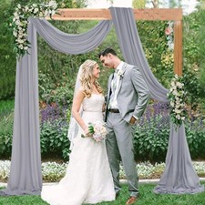Wedding Arch Drapes Fabric 2 PCS 6 Yards Grey Chiffon Backdrop Curtains