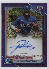 2024 Bowman Chrome Purple Refractor 48/199 Paulino Santana #BMA-PS Auto 12xs