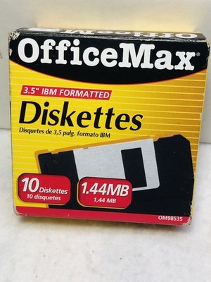 Vintage 1.44 MB Diskettes 3.5'' Inch IBM Formatted Box of 10 Sealed Box New