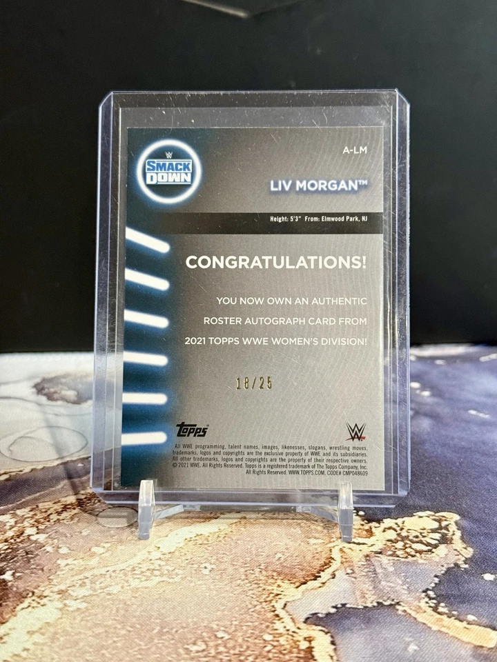 2021 WWE Topps Women’s Division LIV MORGAN Auto Blue /25 On-Card Autograph - Image 2 of 2