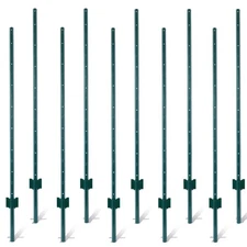 Heavy Duty Metal Fence Posts 5FT 10-Pack U-Channel Steel Garden Anchor Posts