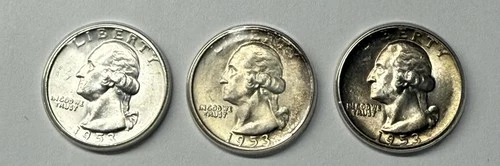 Choice Unc 1953 P+D+S Washington Quarter Gem BU Collection Lot Set