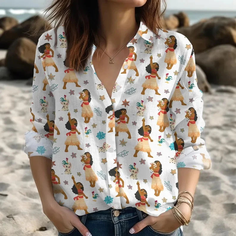 Disney Moana and Pua Women's Tropical Blouse Summer Shirt