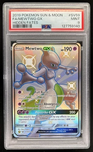 2019 Pokemon SM Hidden Fates Mewtwo GX Full Art #SV59/SV94 PSA 9