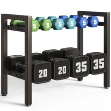 Dumbbell Rack 2-Tier 20 IN Length Adjustable Weight Rack For Home Gym Dumbbel...