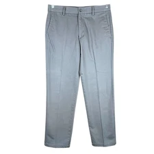 Dockers Slim Fit Chino Men’s 33x29 Gray Khaki Pants Flat Front Embroidered
