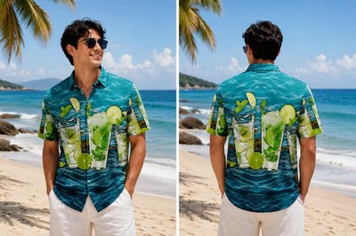 Lemon Hawaiian Shirt Tropical Fruit Print Summer Beach Aloha